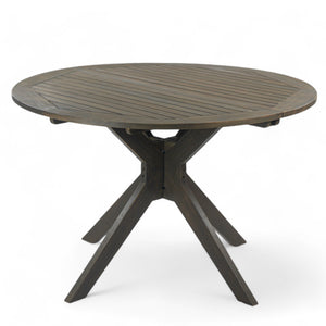 Stanford Outdoor Round Acacia Wood Dining Table with X Base
