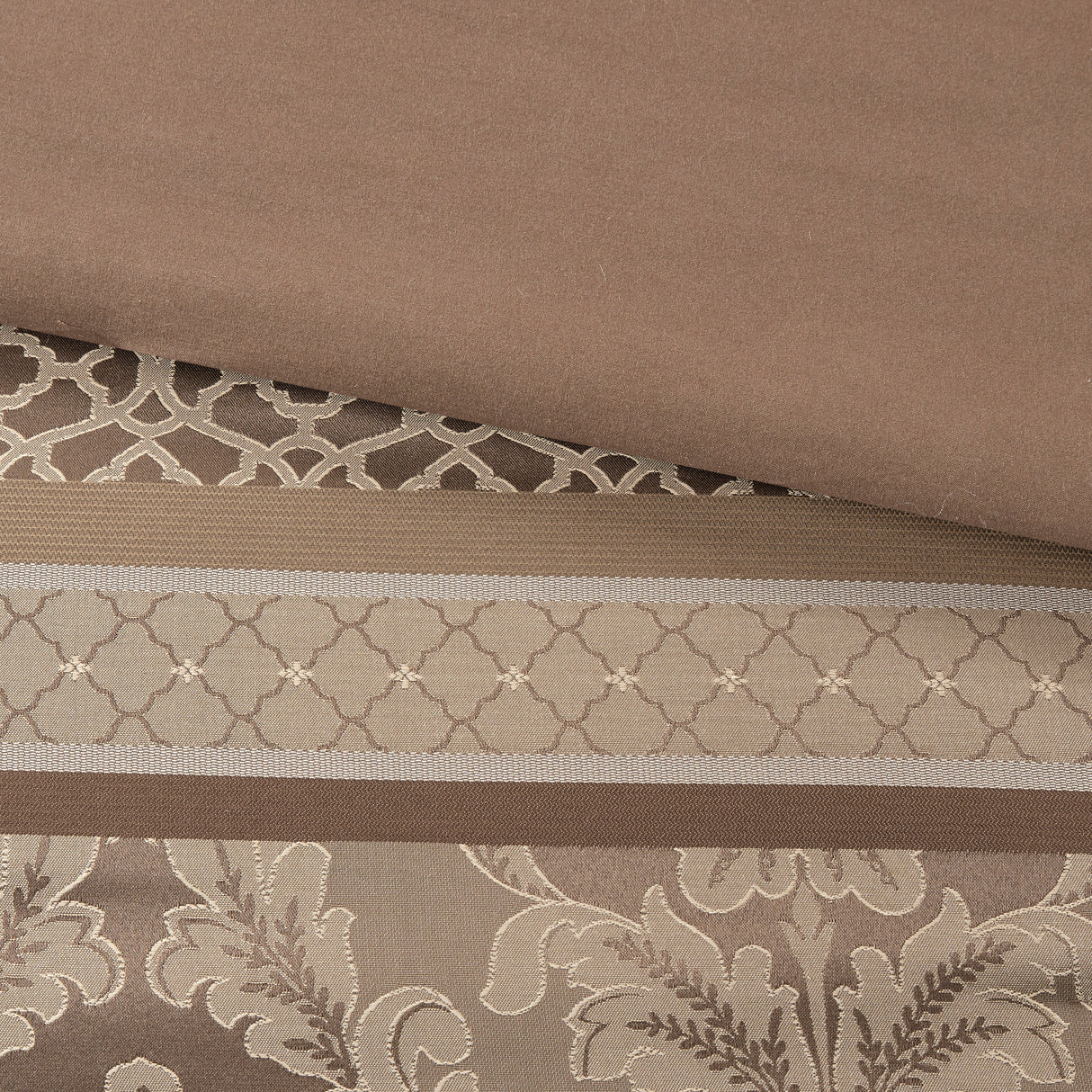 7 Piece Jacquard Comforter Set - Brown/Gold Cal King