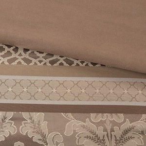 7 Piece Jacquard Comforter Set - Brown/Gold Cal King