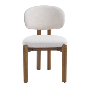 Beige Upholstered Mid-Century Dining Chair