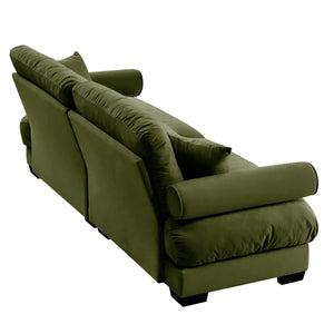Modern Sofa With Bolstered Armrests And Pillows