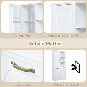 Freestanding Tall Storage Cabinet With 2 Tilt Out Hampers