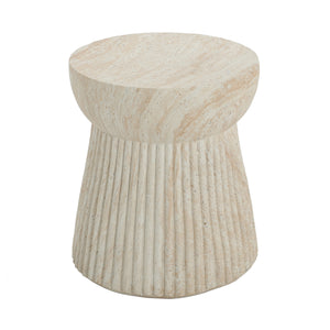 Porto Outdoor Club Chair and Concrete Travertine Side Table, Teak+Beige