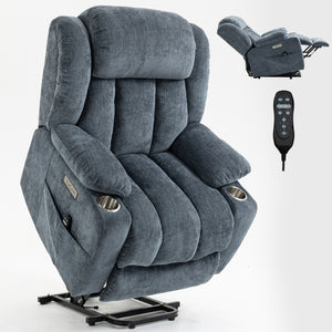 Chenille Power Lift Recliner Chair with Massage & Heating