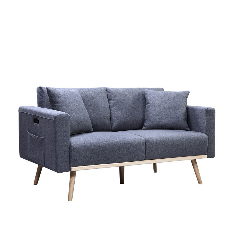 Easton - Fabric Living Room Set With USB Charging Ports Pockets And Pillows (Set of 2)