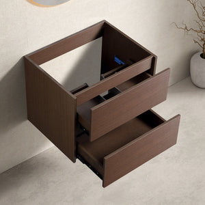 Wall-Mounted Bathroom Vanity, Soft-Close Drawer, Premium Slides - Black Brown