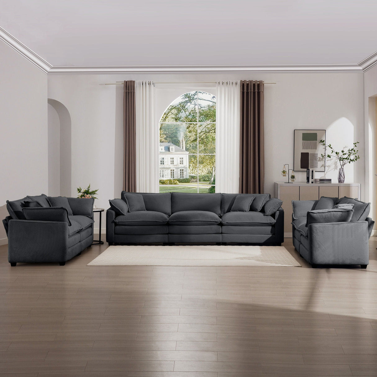 Elegant Oversized Sectional Sofa Set With Deep Seats And Flexible Layout