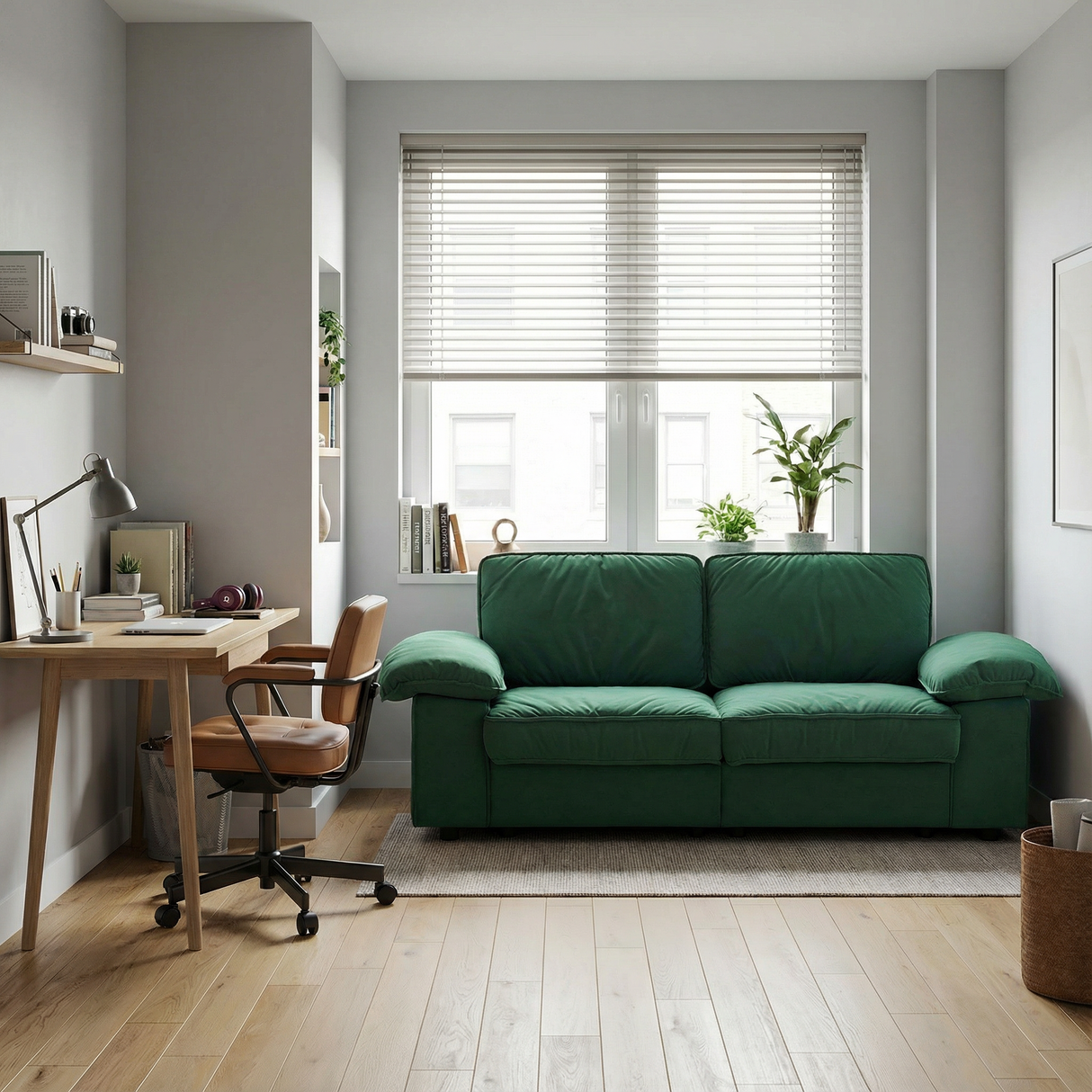 Modern Green Velvet Storage Sofa (2.5S) 78.74 Inch