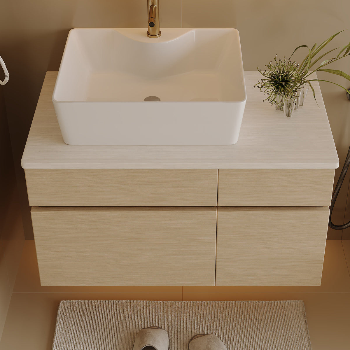 Floating Single Small Bathroom Vanity with Sink