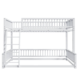 Bunk Bed Frame With Ladder And Safety Guardrails