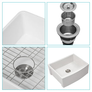 Farmhouse Sink, Apron Front Single Bowl With Arch Edge Design