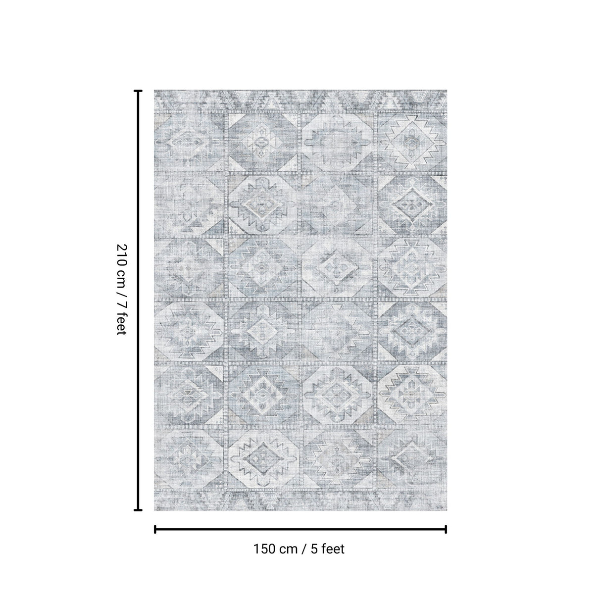 Toucan - 5' X 7' Washable Non - Slip Area Rug - Silver