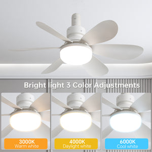 20-Inch Socket Fan Light Portable Ceiling Fan with Light and Remote