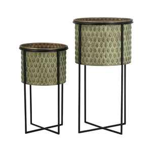 Set of 2 Textured Garden Pots