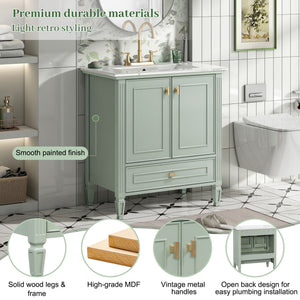 Freestanding Vanity With 1 Drawer & 2 Soft Close Doors With Door Mounted Storage