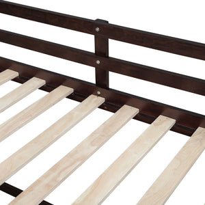 Low Loft Bed With Rolling Desk, Shelf And Drawers