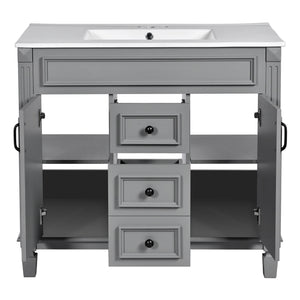 Bathroom Vanity With Top Sink, Basin On Cabinet With 2 Soft Closing Doors And 2 Drawers