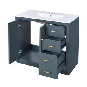 Bathroom Vanity With Sink Combo, Storage Cabinet, Freestanding Set With 3 Drawers & Soft Closing Doors