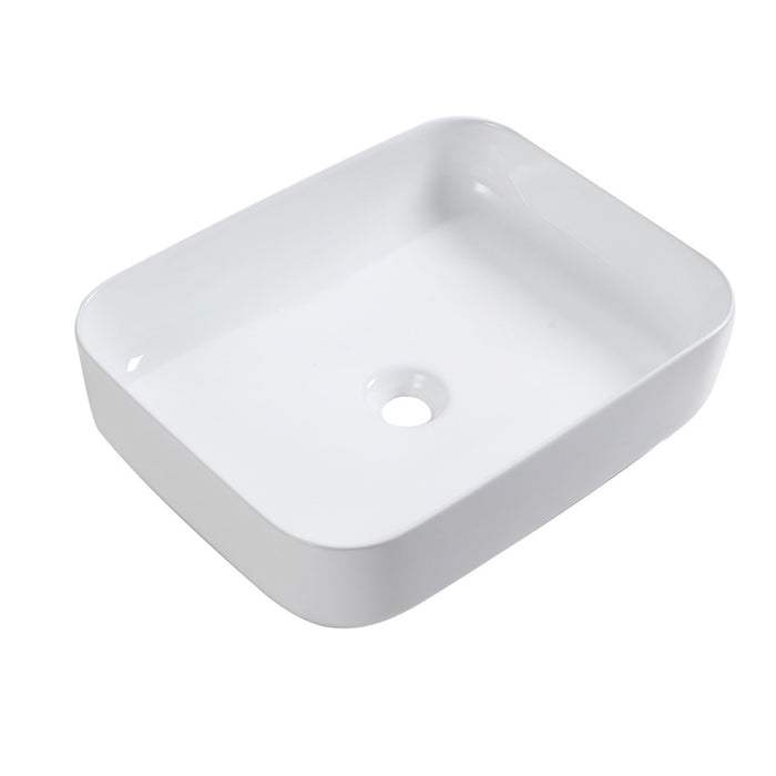 Modern Rectangular Vessel Bathroom Sink with Stain Resistant Ceramic - White