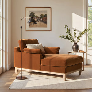 Pasadena Modern Farmhouse Chaise Lounge Chair, Burnt