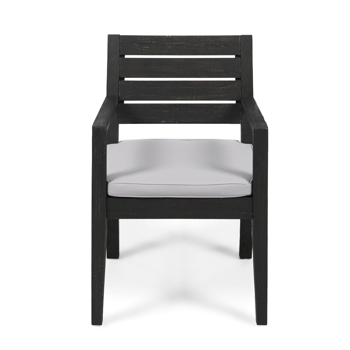 Outdoor Dining Chair Set of 2 with Curved Acacia Wood Arms