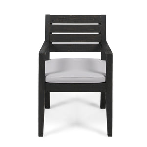 Outdoor Dining Chair Set of 2 with Curved Acacia Wood Arms