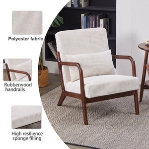 Accent Chair With Pillow And Wood Frame