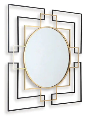 Oceanal - Accent Mirror - Black / Gold Finish - Best Buy Furniture