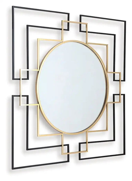 Oceanal - Accent Mirror - Black / Gold Finish - Best Buy Furniture