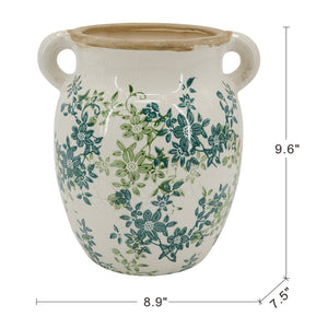 Floral Twin-Handle Vase