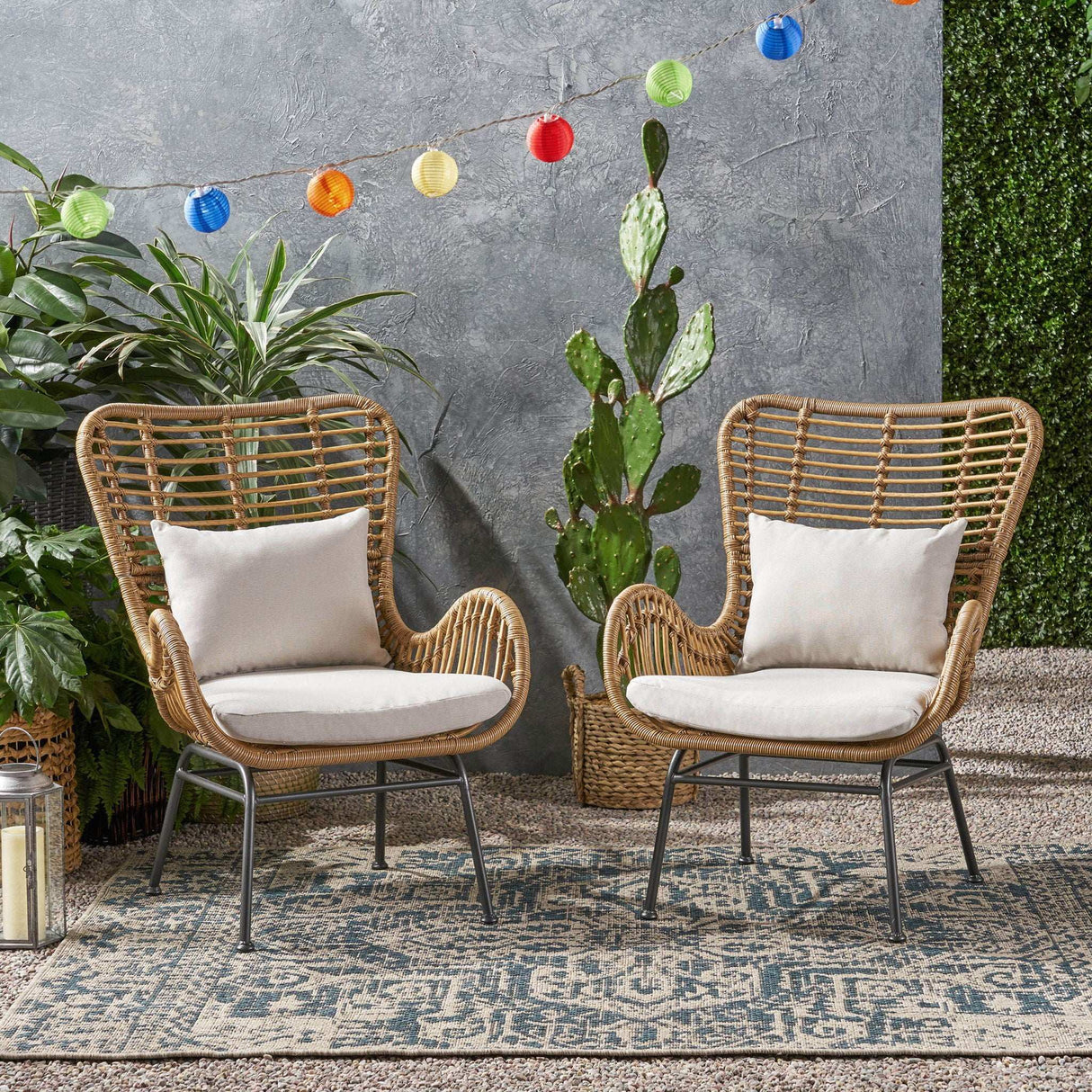 Modern Aesthetic Outdoor Rattan Accent Chair With Metal Legs - Best Buy Furniture