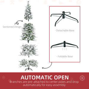 HOMCOM 9' Unlit Snow Flocked Pine Artificial Christmas Tree