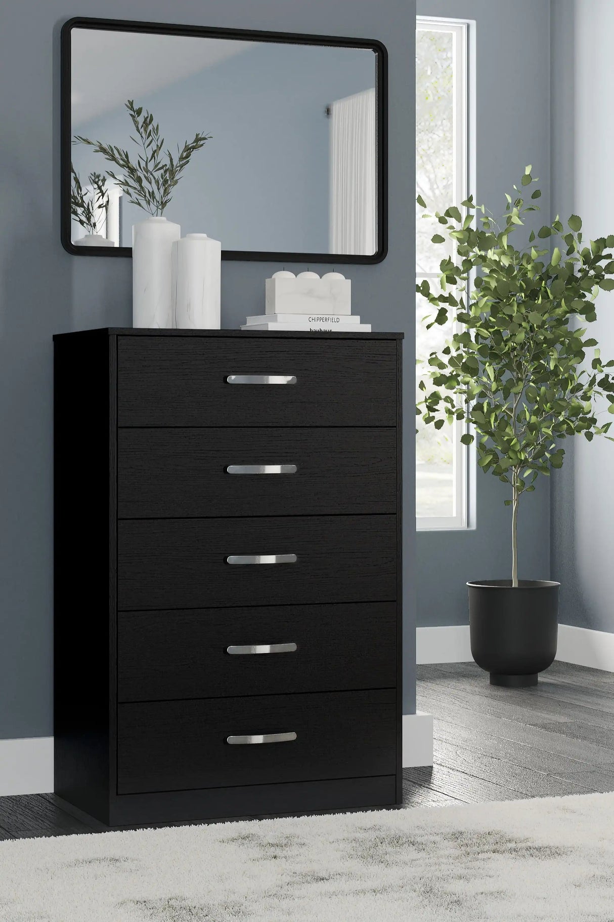 Finch - Five Drawer Chest - 46" Height - Black - Best Buy Furniture