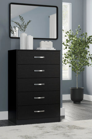 Finch - Five Drawer Chest - 46" Height - Black - Best Buy Furniture