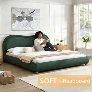 Upholstered Platform Bed Frame With Curved Headboard