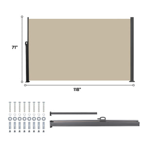 Retractable Side Screen Awning - Dark Grey - 118" x 63"