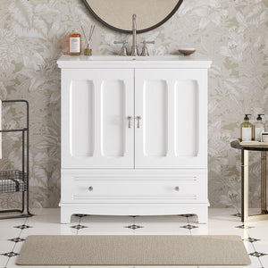 Bathroom Vanity With Sink, Cabinet With Adjustable Shelf And Drawer Divider