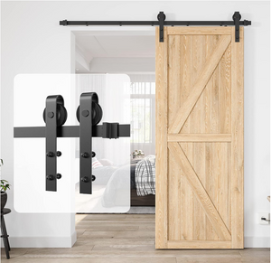 8 FT Double Sliding Barn Door Track and Handle Hardware Kit