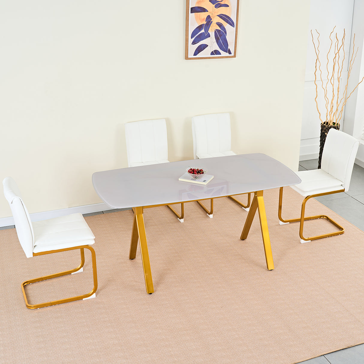 Modern Dining Chairs Set of 4, PU Leather