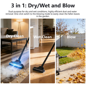 Wet Dry Vac, 8 Gallon, 6 Peak HP, 3 in 1 Shop Vacuum