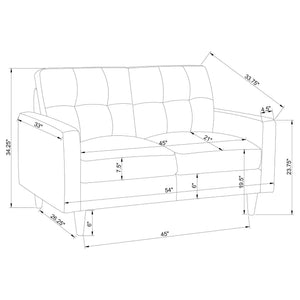 Gavito - Retro Tufted Loveseat With Track Arm - Gray