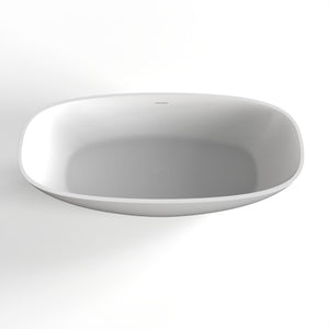 Soaking Bathtub, Freestanding, Solid Surface - Matte White