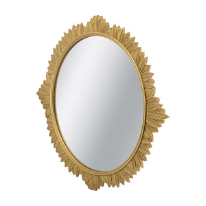 35.5x1x31.5" Round MDF Wall Mirror with Ornate Frame