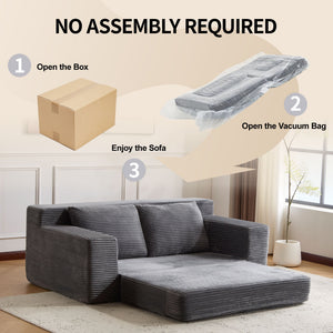 Comfortable Deep Seat Loveseat Sofa Bed, Reversible Cushion With Pillows