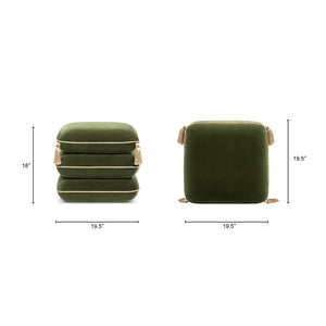 Monarch 19.5" Tassled Ottoman, Olive