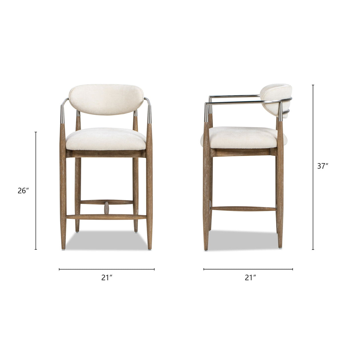 Artemis - Mixed Material Upholstered Counter Stool - Warm White