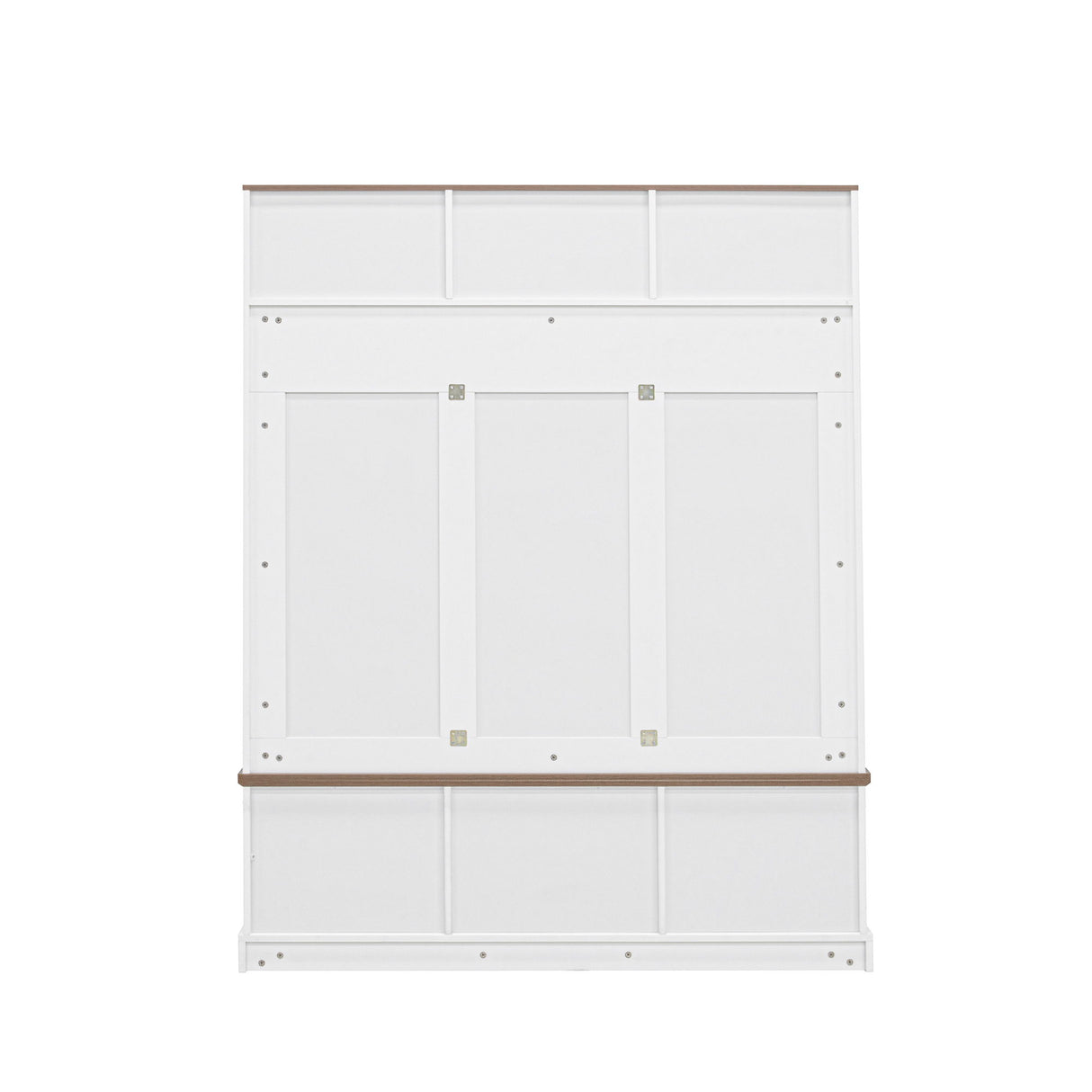 Hall Tree With Bench And Shoe Storage, 5 In 1 Entryway Organizer Cabinet With Coat Rack, 4 Shoe Cubbies & 7 Hooks - White