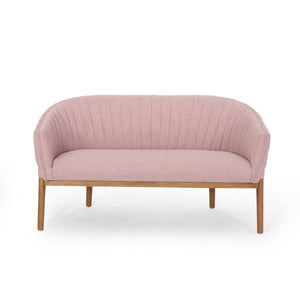 Mid Century Modern Loveseat With Channel Stitched Backrest