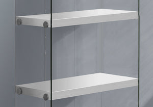 Bookshelf, Bookcase, Etagere, 5 Tier, Glossy Clear Tempered Glass - White