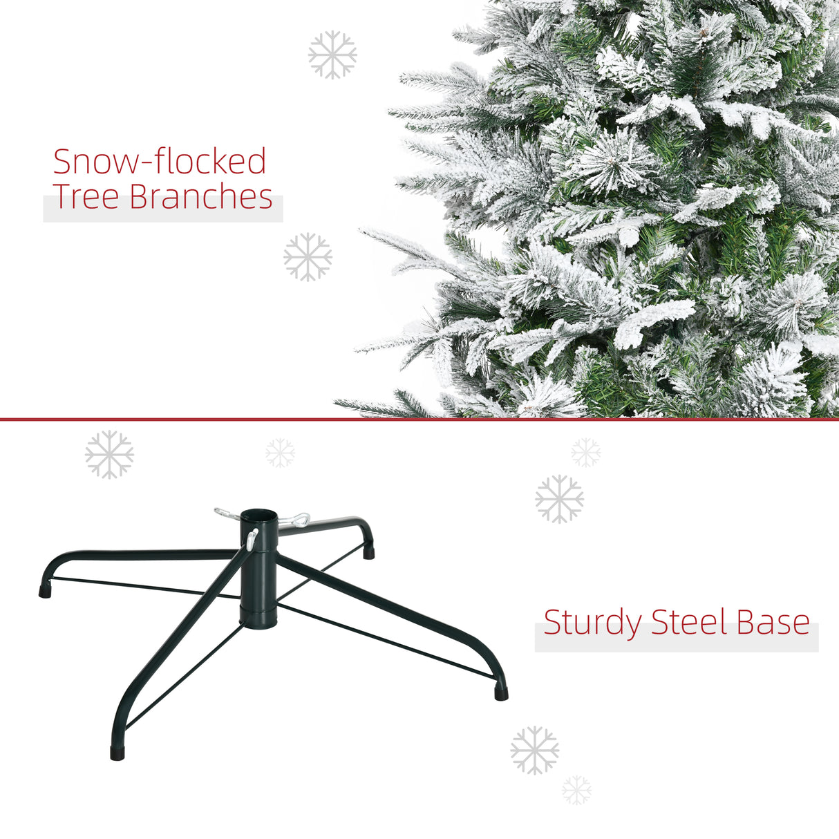 HOMCOM 9' Unlit Snow Flocked Pine Artificial Christmas Tree